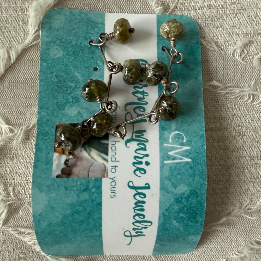 Sterling Silver and Green Garnet Earrings
